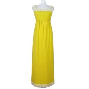Stunning Vintage Lanz Original Yellow Crepe Column Dress